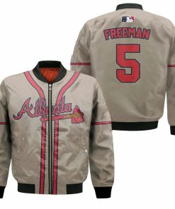 Freddie Freeman Atlanta Braves No.5 mlb 2020 Cream Bomber Jacket