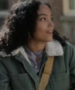 Becca Film Hocus Pocus 2 2022 Whitney Peak Green Shearling Jacket 247x296