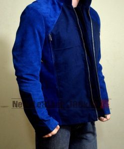 The Winter Soldier Chris Evans Blue Leather Jacket