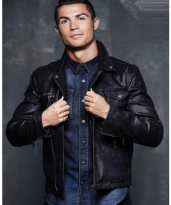 Cristiano Ronaldo Black Leather Jacket 1 247x296
