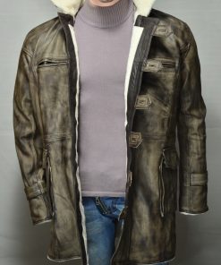 Distress Brown Metallic Bane Coat Premium Quality Leather 247x296