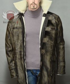 Distress Brown Metallic Bane Coat - Premium Quality Leather
