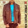 Stylish Men's Brown Suede Leather Jacket