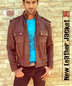 Stylish Men's Brown Suede Leather Jacket