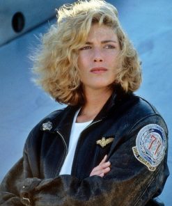 Kelly McGillis Top Gun Black Leather Bomber Jacket 02 247x296