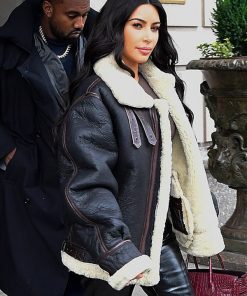 Kim Kardashian Bomber Shearling Jacket 600x800 1 247x296