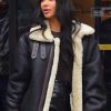 Kim Kardashian Black Bomber Leather Jacket