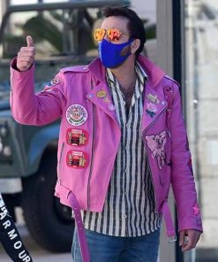 Nicolas Cage Unbearable Weight of Massive Talent Pink Leather Jacket