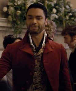 Regé-Jean Page Bridgerton Simon Basset Maroon Trench Coat