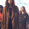 Rue Bennett Euphoria Zendaya Brown Coat