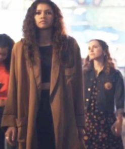Rue Bennett Euphoria Zendaya Brown Coat