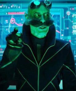Jim Carrey Sonic The Hedgehog 2 Dr. Ivo Black & Green Long Coat