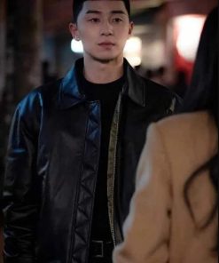 Park Seo Joon Itaewon Class Park Sae Ro Yi Black Leather Jacket