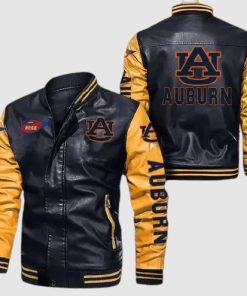 NFL Football Team Auburn Tiger Varsity Bomber Leather Jacket