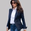 Graciela The 355 Penélope Cruz Blue Double-Breasted Blazer