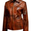 The Hunger Games Catching Fire Distress Brown Leather Jacket
