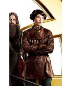 Polly The King’s Man 2021 Gemma Arterton Brown Leather Coat