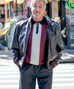 Sylvester Stallone Tulsa King 2022 Dwight Black Leather Jacket