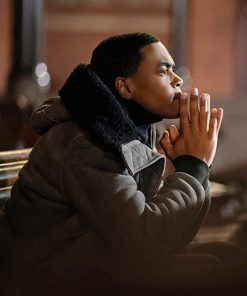 Tv Series Power Book II Michael Rainey Jr Shearling Grey Hooded Jacket 247x296