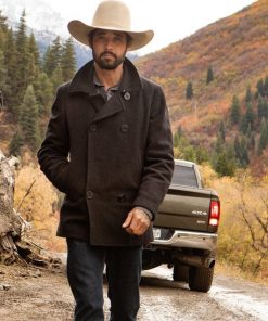 Tv Series Yellowstone Walker Black Wool Peacoat 2 1 247x296