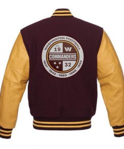 Washington Commanders Varsity Jacket | Premium Wool & Leather Sleeves NFL Letterman Jacket