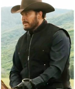 Cole Hauser Yellowstone Rip Wheeler Black Wool Vest