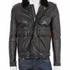 Zac Efron Black Shearling Collar Leather Jacket