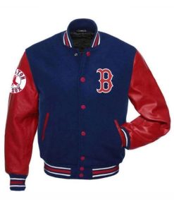 MLB Boston Red Sox Red and Blue Varsity Jacket