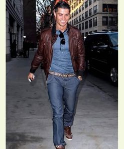Cristiano Ronaldo Brown Bomber Jacket 247x296