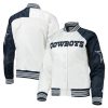 Dallas Cowboys Endzone White and Blue Satin Jacket