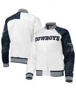 Dallas Cowboys Endzone White and Blue Satin Jacket