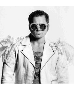 Taron Egerton Rocketman White Leather Jacket