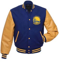 Golden State Warriors Blue and Yellow Varsity Jacket