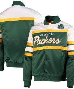 Green Bay Packers Green and White Bomber Jacket