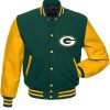 Green Bay Packers Green and Yellow Varsity Jacket