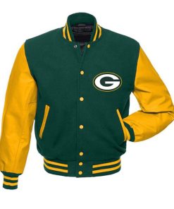 Green Bay Packers Green and Yellow Varsity Jacket