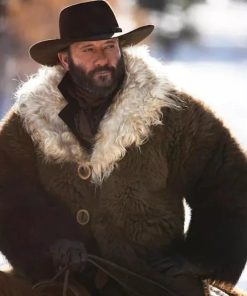 Alternative view of Tim McGraw Yellowstone 1883 James Dutton Brown Fur Coat