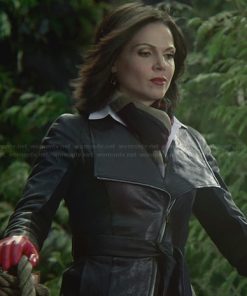 Reginas Leather Belted Jacket Red Leather Gloves 247x296