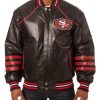 San Francisco 49ers Red and Black Mens Leather Jacket