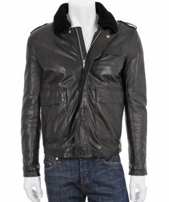 Spurr Black Shearling Collar Police Jacket 247x296