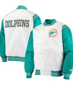 Miami Dolphins Green and White Varsity Jacket